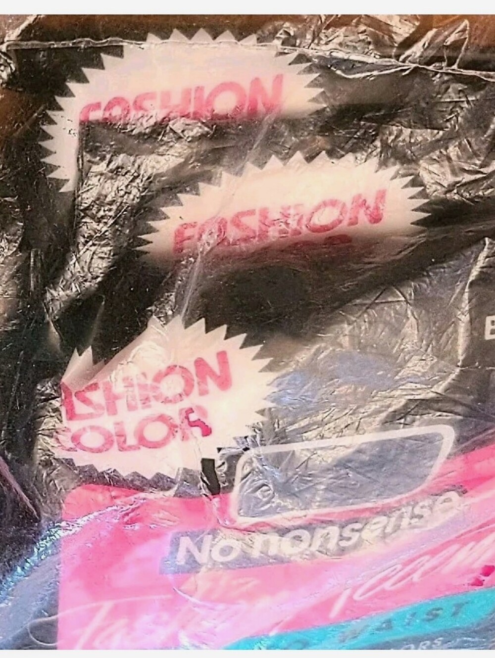 No Nonsense fashion accents sheer to waist pantyhose,black size: B Med-tall